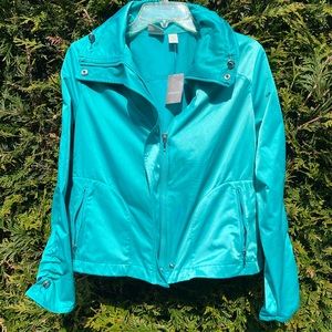 NWT Chico’s collection Size 1 ruched sleeve gulf shore green jacket